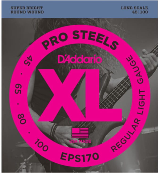 D'Addario EPS170 ProSteels Bassnaren (45-100) Regular Light