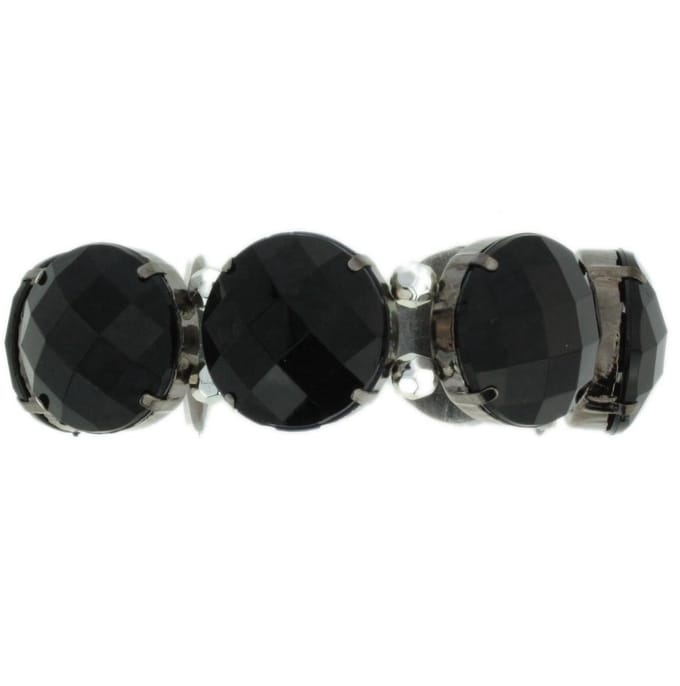 Behave - Elastische armband met zwarte stenen - feestelijk - 17,5 cm