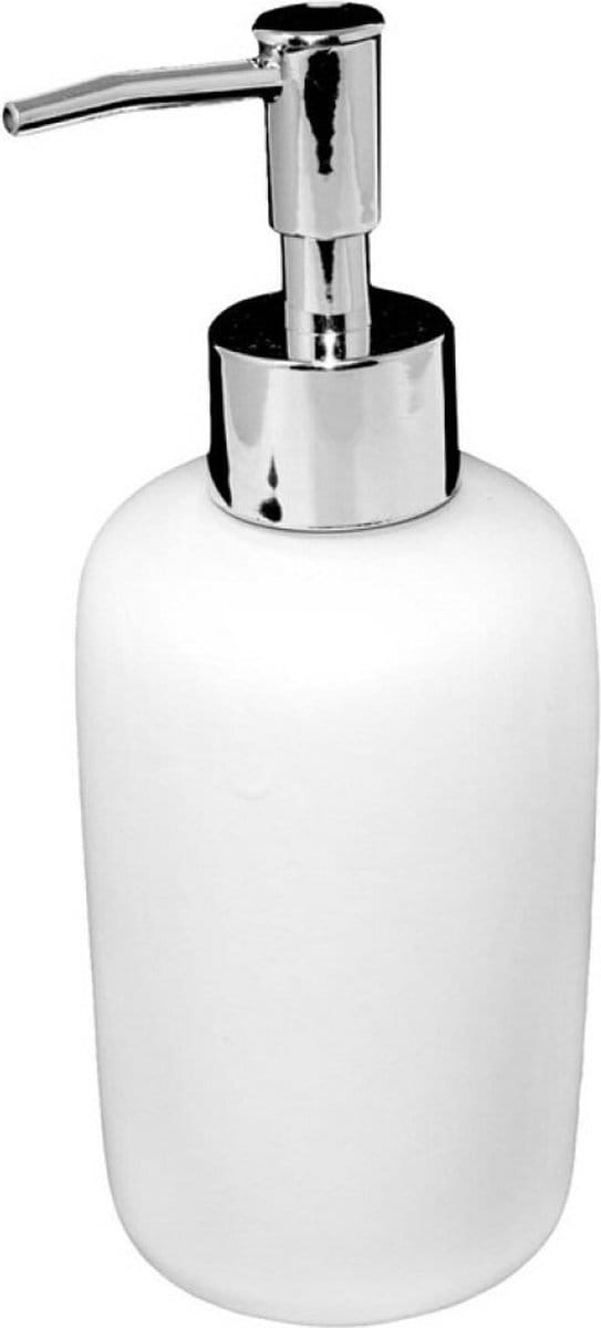 Concorde - Zeeppompje/dispenser - keramiek - ivoor wit/zilver - 7 x 17 cm
