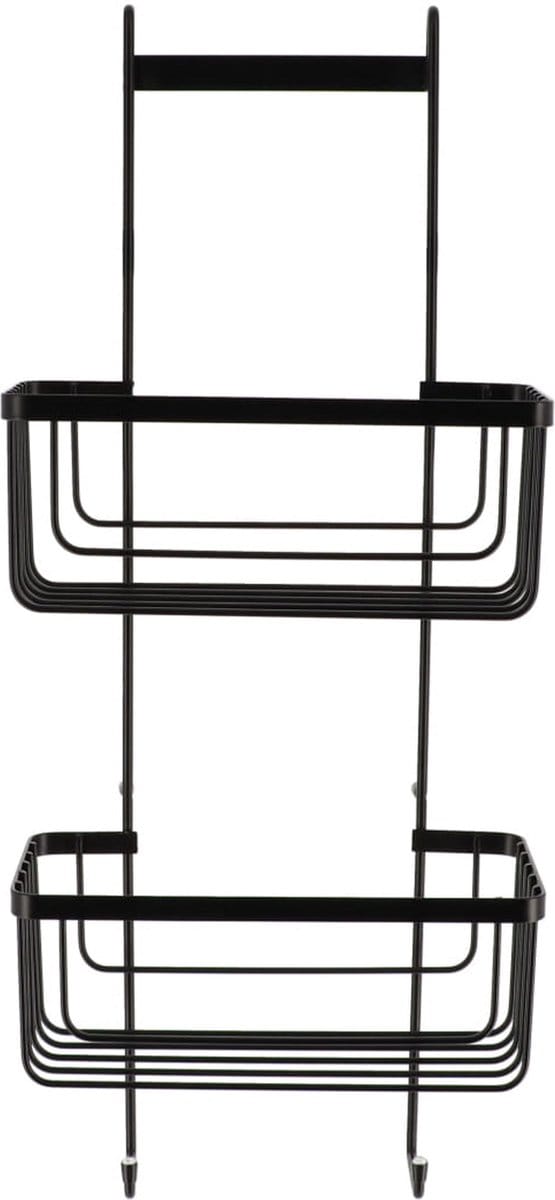 Tendance Hangend Doucherekje - zwart - 2-laags - 25 x 60 cm - RVS - zonder boren