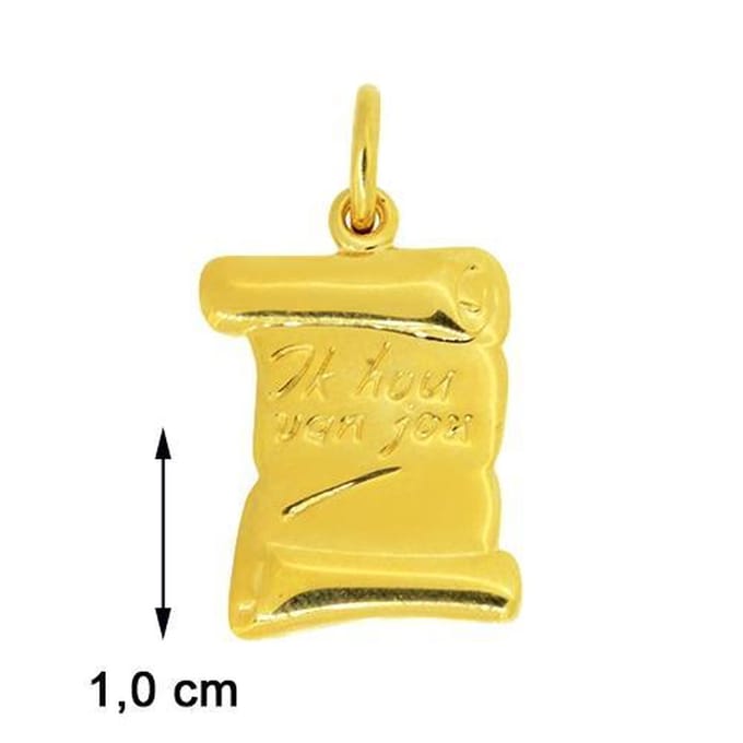 Blinx Jewels Vergulden Hanger Perkament "ik hou van jou"