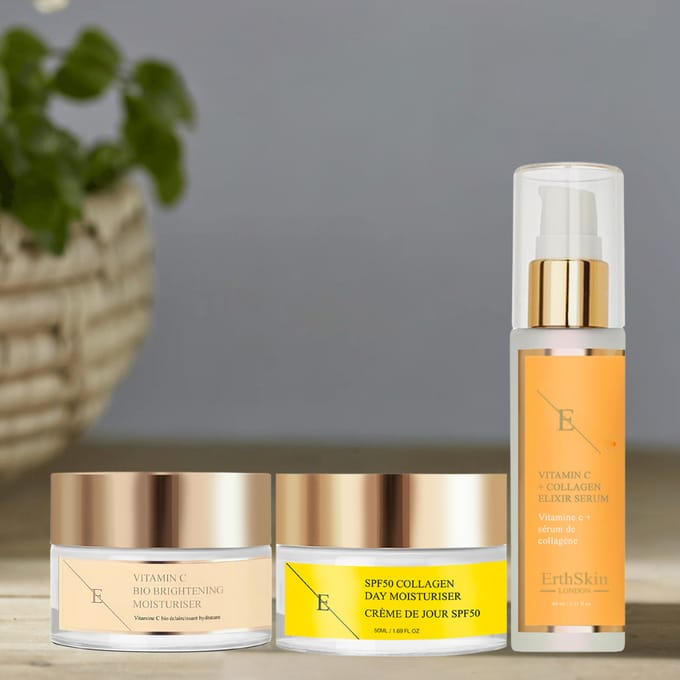 VITAMINE C + COLLAGEN ELIXIR SERUM 60ML + Vitamine C Bio Brightening Moisturiser 50ml +SPF 50 Collageen Dagcrème 50ml