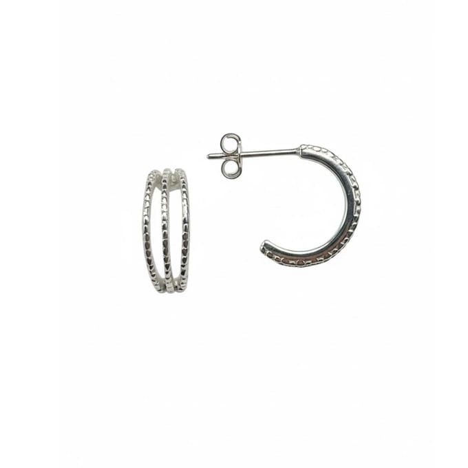 Dames Triple Hoop Oorbellen in 925 Sterling Zilver BIPE077
