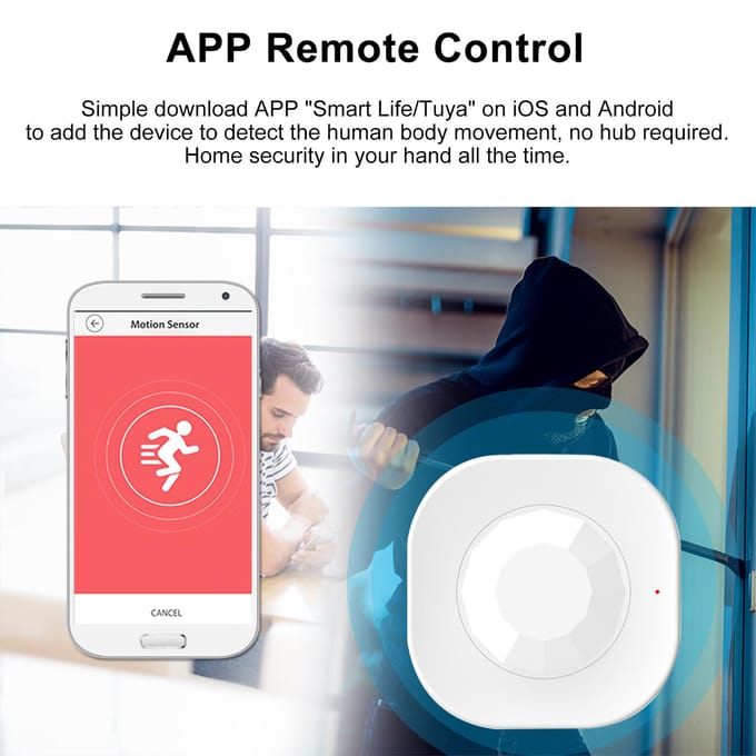WIFI PIR Bewegingsmelder Draadloze Passieve Infrarood Detector Beveiliging Inbraakalarm Sensor Tuya APP wit