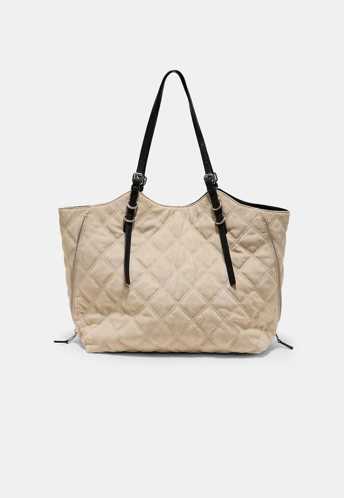 Stradivarius Gewatteerde shopper van imitatiesuède  Ecru OS
