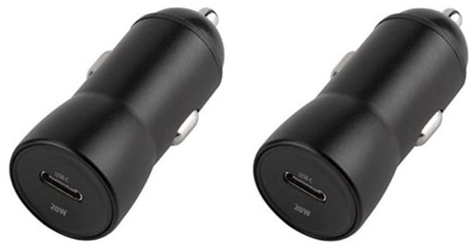 2 stuks OneOne auto snellader USB C. 20W lader. Autolader adapter past op Apple iPhone 12 Pro (Max), iPhone 13, iPhone 13 Mini, iPhone 13 Pro (Max), iPhone 14, iPhone 14 Plus, iPhone 14 Pro (Max)