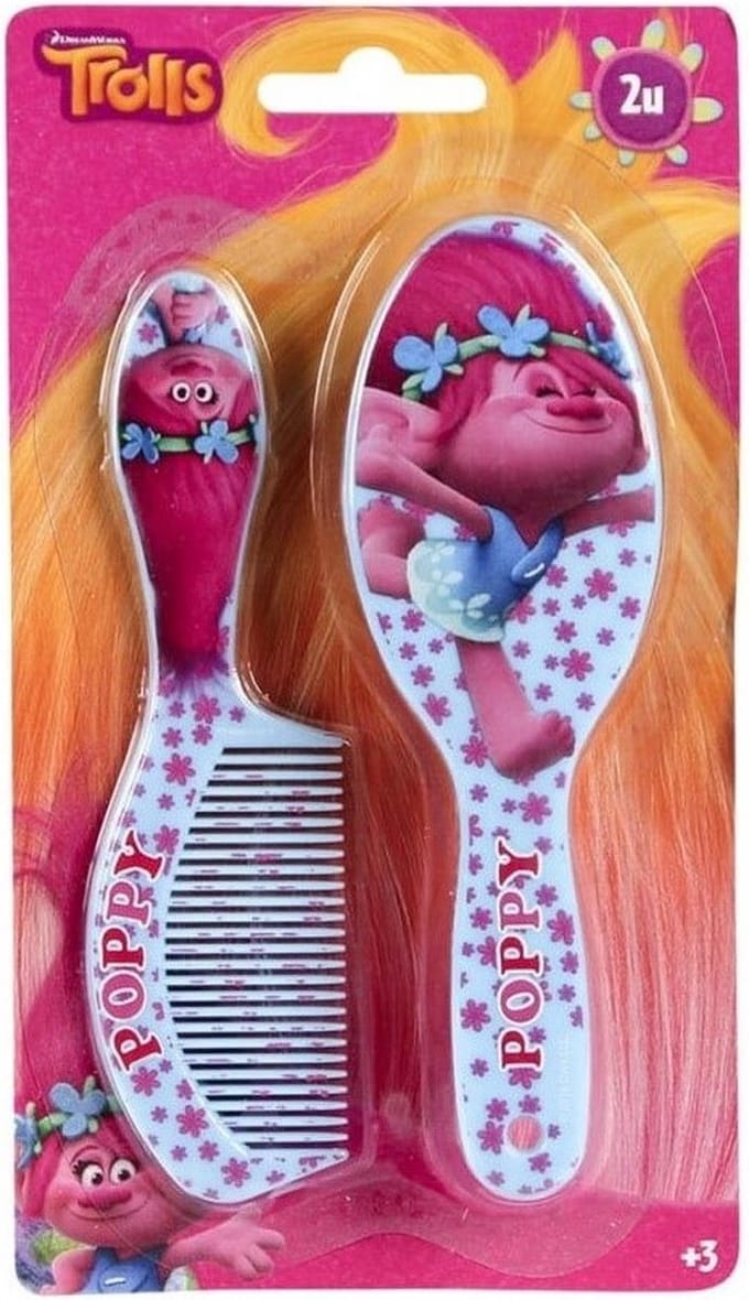 Trolls Haaraccessoires Borstel + Kam - Meisje - Geschenk- Cado- Girl