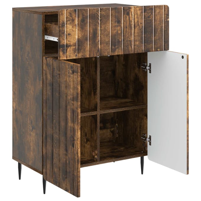 vidaXL - Dressoir - Gerookt - eiken - 66 - x - 34,5 - x - 92 - cm - Bewerkt - hout