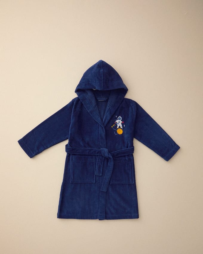 English Home - Kinderbadjas - 100% katoen - 6-8 Jaar - Donkerblauw