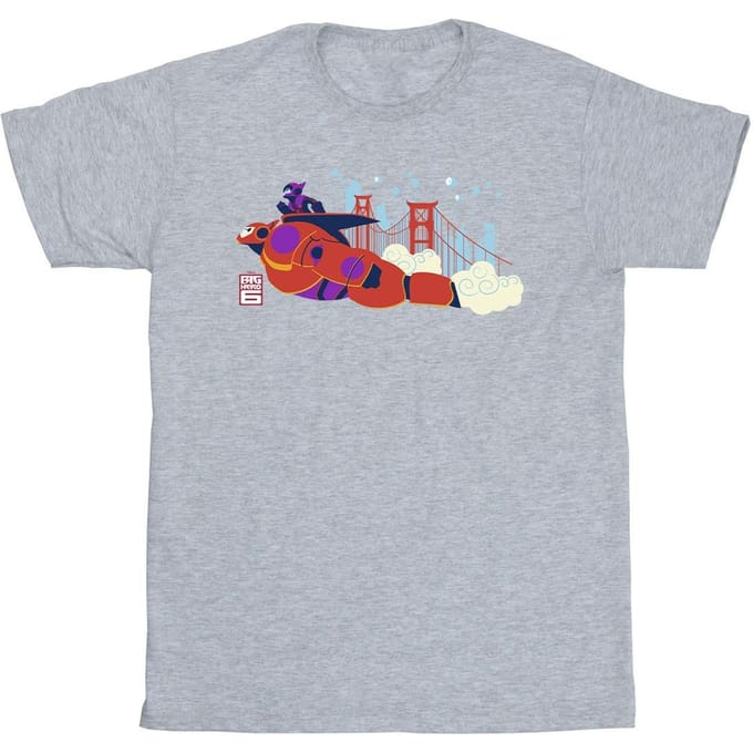 Disney Jongens Big Hero 6 Baymax Hiro Brug T-Shirt (Sportgrijs)
