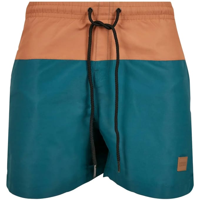 Urban Classics - Block Zwemshorts - S - Blauw/Bruin