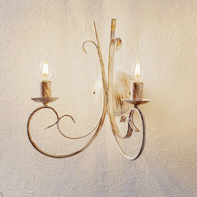 ONLI Wandlamp Pompei, 2-lamps, antiek wit