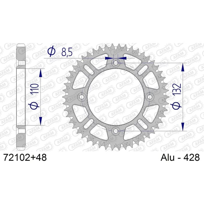 Aluminium tandwiel achter Afam 428 48 dents