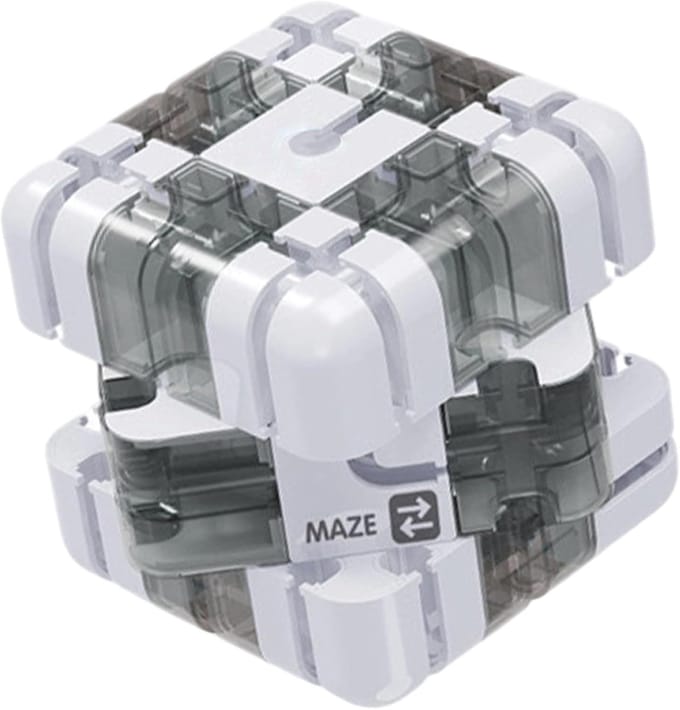 Hersentraining Kubus - Logica Puzzel - Cognitieve Stimulatie - 3D Doolhof Ontwerp - 8 x 8 x 8 cm - Wit
