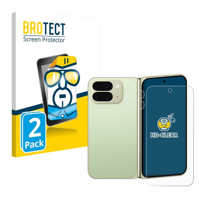 BROTECT - Screenprotector voor Google Pixel 10 Pro Fold (Voor+Camera) - Folie Beschermfolie transparant 2 Stuks