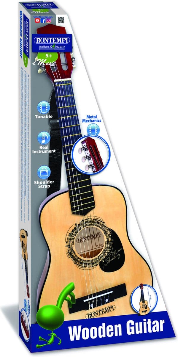 Bontempi Houten Gitaar Met 6 Snaren En Schouderband 75 Cm