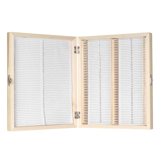 KKmoon 100-plaatsen houten bewaardoos voor geprepareerde microscoopglaasjes beige