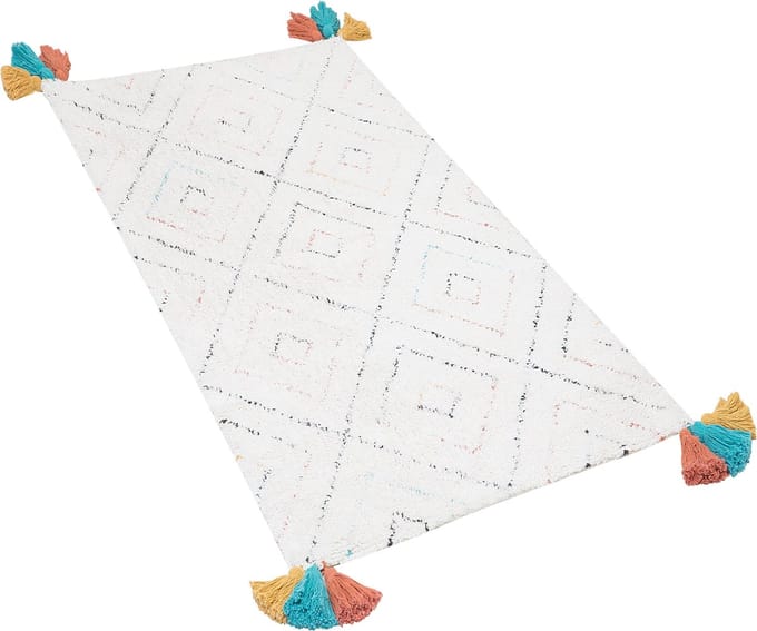 KARTAL - Shaggy vloerkleed - Wit - 80 x 150 cm - Katoen