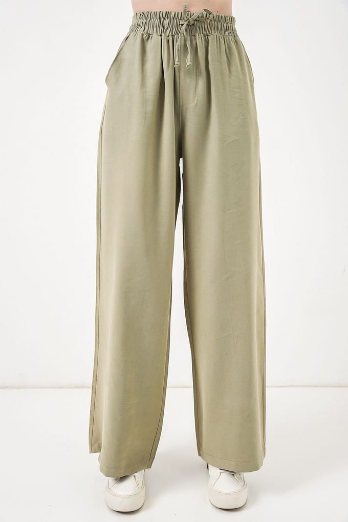 Hoge Taille Wijde Pantalon met Zak