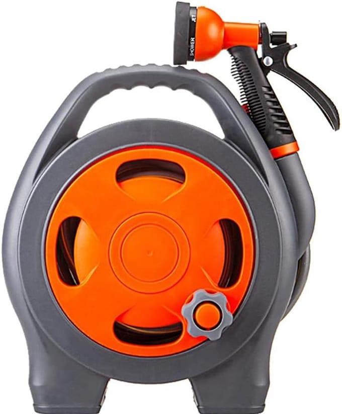 Tuinslang haspel - Mini oproller - Tuinonderhoud - Uittrekbaar ontwerp - 15 meter - Oranje