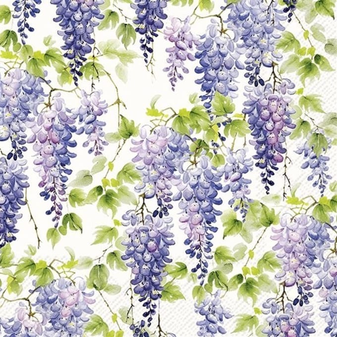 Cocktail servetten Purple Wisteria Cream - IHR - 25x25 cm