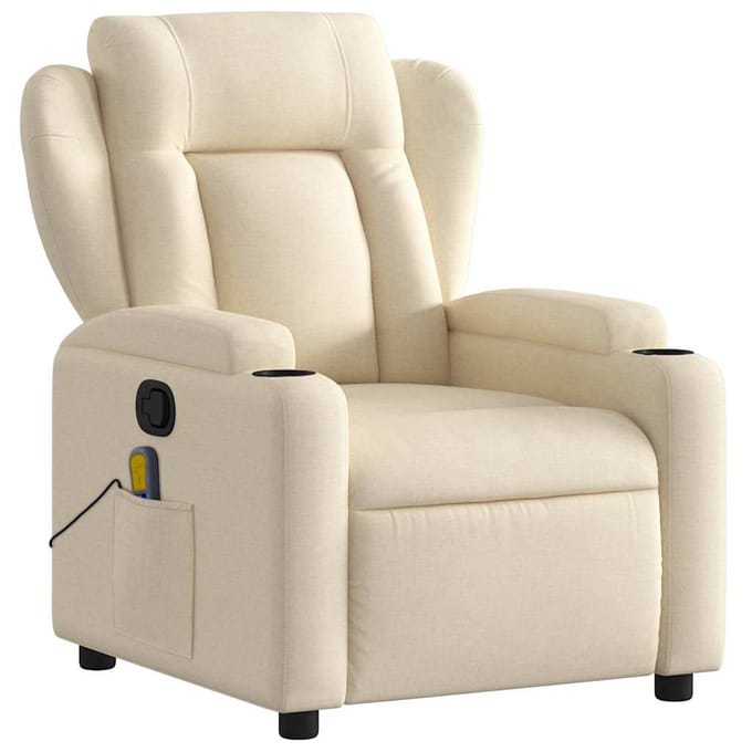 vidaXL Massagestoel met crèmekleurige stof
