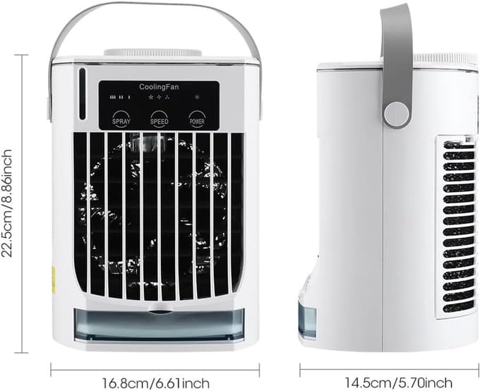 Draagbare Airco - Mini Koeler Fan - Persoonlijke Verkoeling - Dubbele IJsmist Modi - 30H cm - Wit