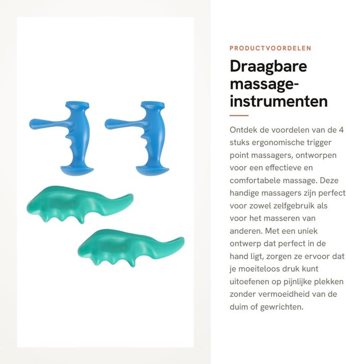 Dailygoods- Massage-apparaat Ergonomisch ontwerp - Triggerpoint-massager - Draagbare set van 4 - Effectieve drukpuntmassage - Compact en lichtgewicht - Vermindert vermoeidheid van de duim - Massagetool