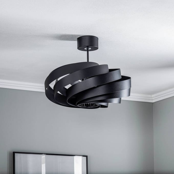 Domiluce Vento plafondlamp, zwart, Ø 50 cm, metaal, E27