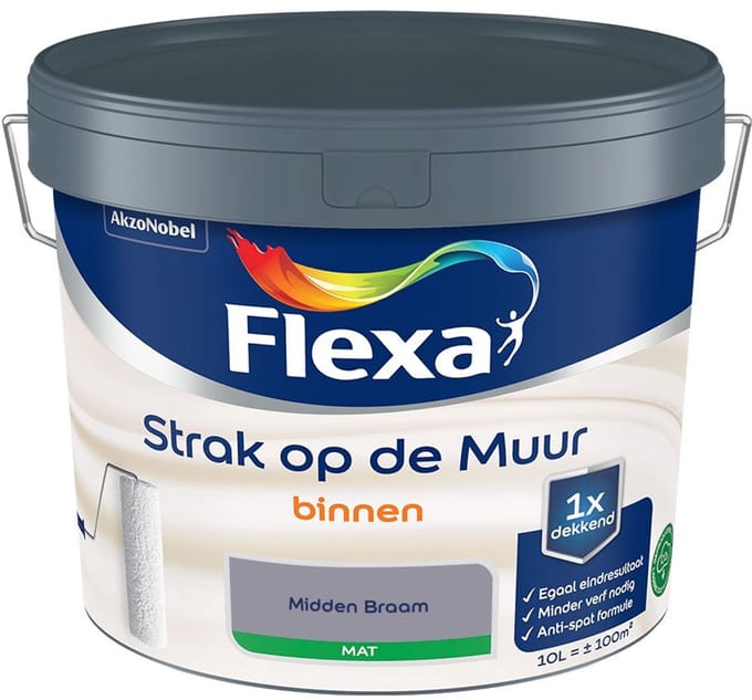 Flexa - Strak Op De Muur Binnen Mat - Midden Braam - Mengverf - 10 L