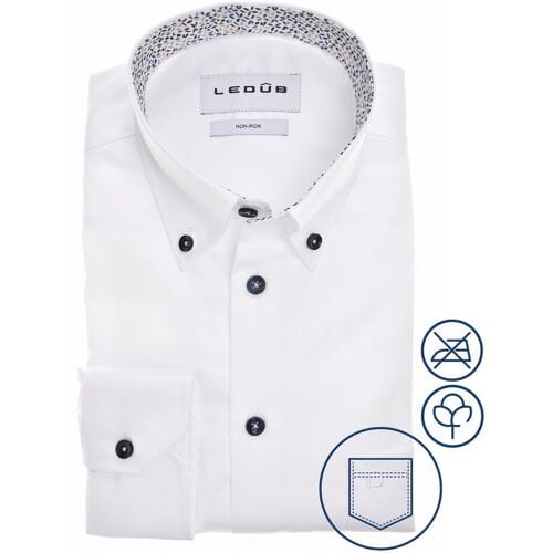 Ledûb Overhemd Urban Contrast Collar Wit / male