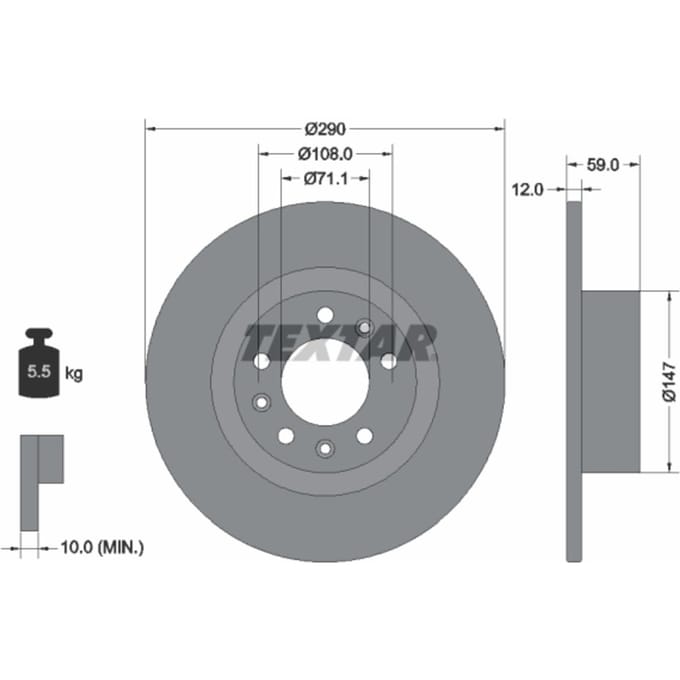 Remschijf TEXTAR 92313603 achter, compleet, 1 stuk