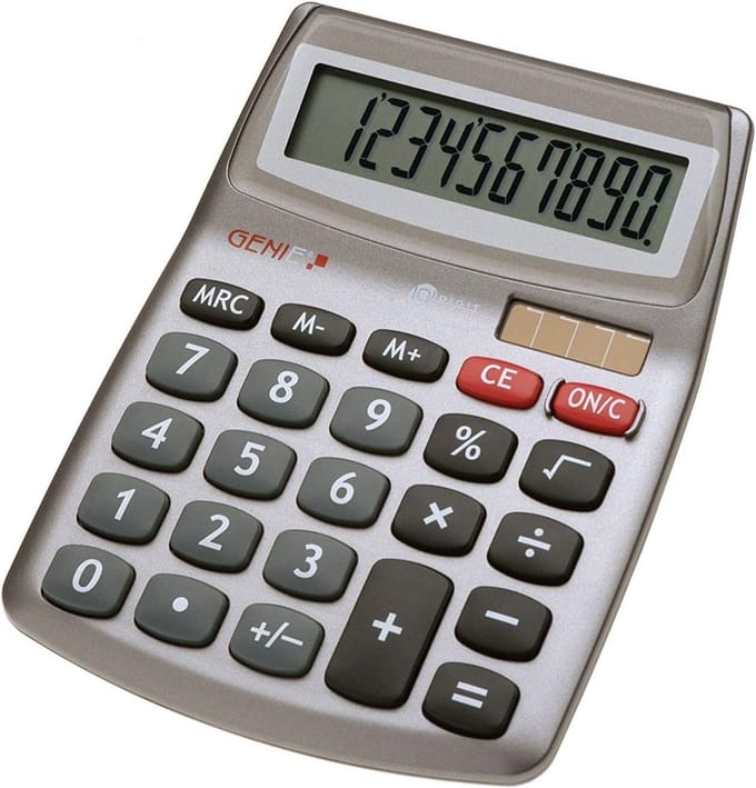 Compacte 10-cijferige rekenmachine met dual power en groot display