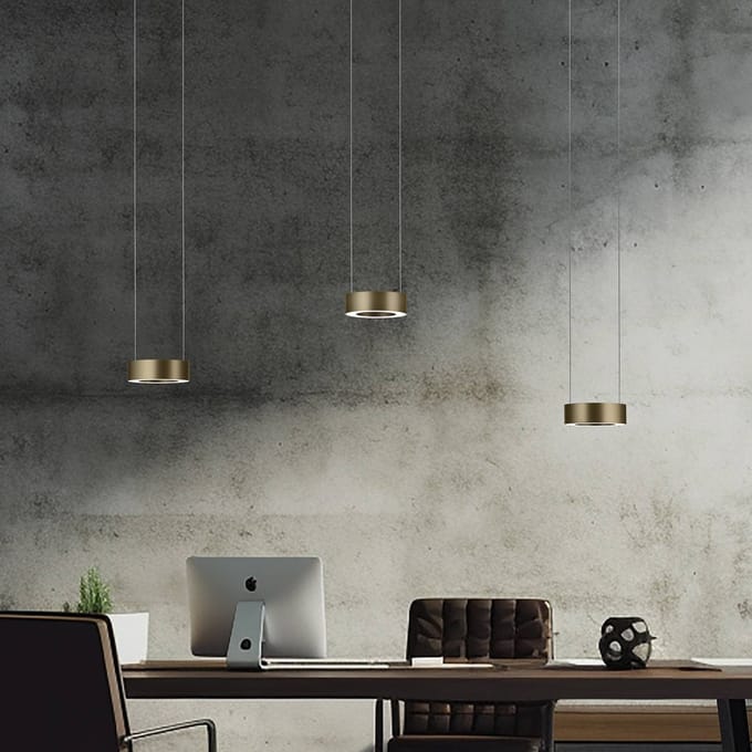 Knapstein LED hanglamp Zera-3, lengte 120 cm, bronskleurig, prisma-afdekking