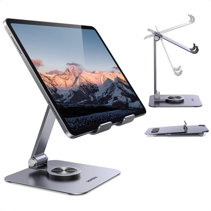 UGREEN iPad Stand Tablet Bureau Verstelbare Hoogte Draagbaar Verticale Tafelblad Compatibel met iPad 13 x Galaxy Tab Surface en iPhone - Houder, 360°