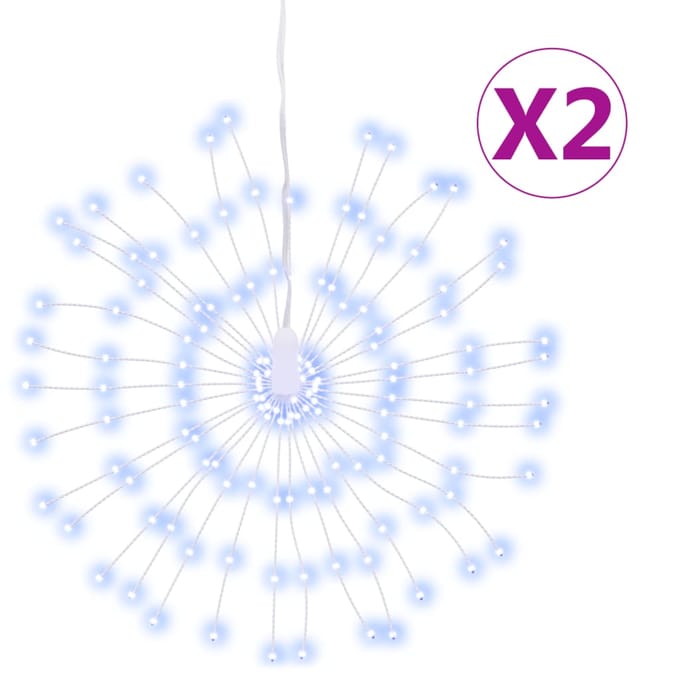 vidaXL Kerstverlichting vuurwerk 2 st 140 koudwitte LED's 17 cm