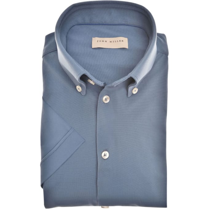 John Miller  Lange Mouw Overhemden Blauw 5142040