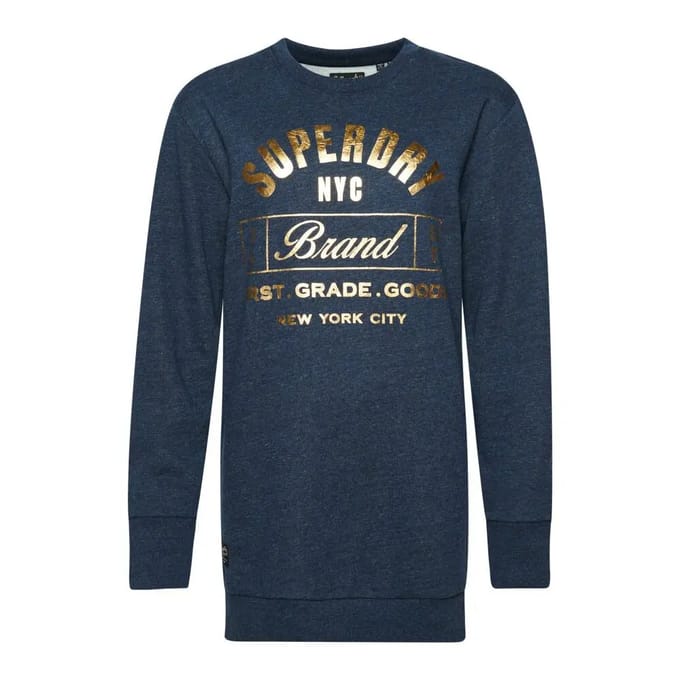 Superdry - Luxe jersey jurk met metallic logo - Dames - Jurken
