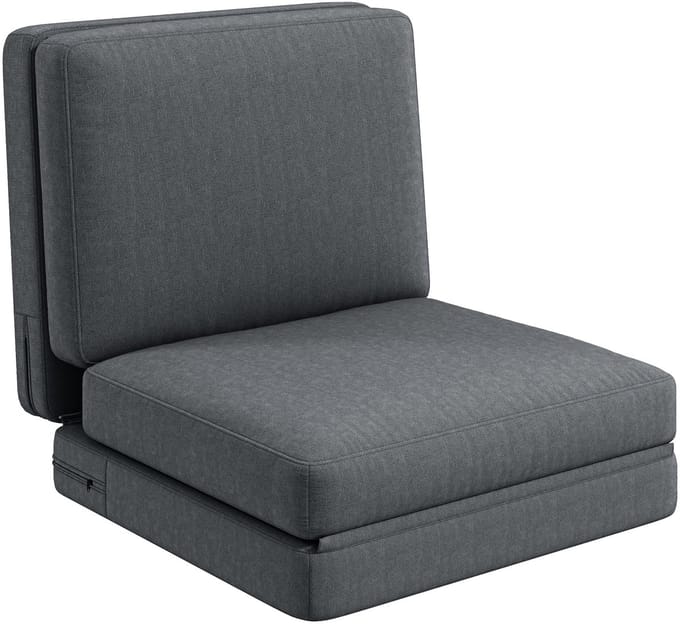 HOMCOM - Vloersofa - 3-in-1 - Scharnierend - Polyester - Donkergrijs