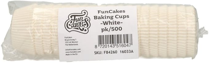 FunCakes Baking Cups - Wit - 500 Stuks - Cupcake Vormpjes Papier