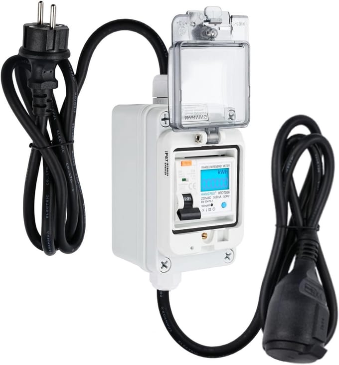 Digitale Stroommeter 230V 60A met Veiligheidsschakelaar en IP65 Waterdicht