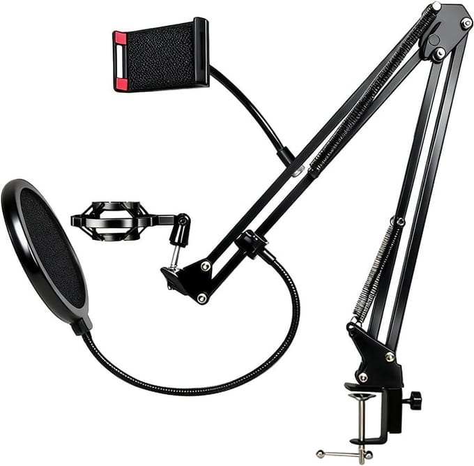 Microfoonarm - Studiomeubel - Opnemen Podcast - Stevige Metalen Constructie - Schroefdraadmontage - Zwart