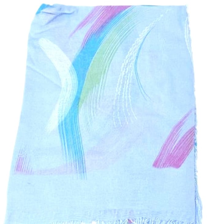 Lange Sjaal - 100% Bamboe - Print - (3801) Jeansblauw