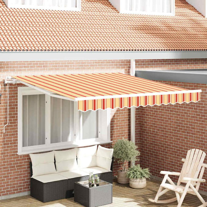vidaXL - Uitschuifbare - luifel - Geel - en - Oranje - 350 - x - 250 - cm