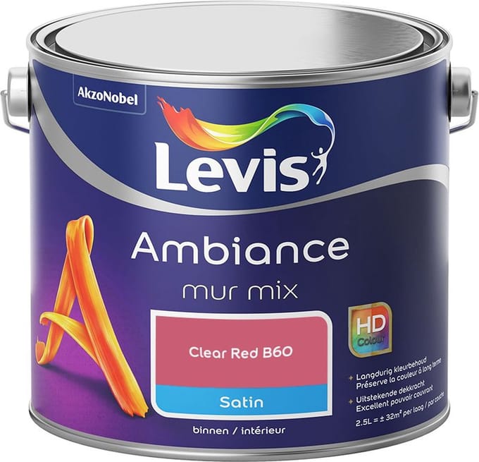 Levis - Ambiance Mur Satin Mix - Clear Red B60 - Mengverf - 2,5 L