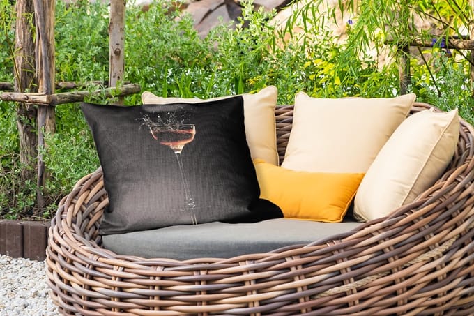 Buitenkussens - Tuin - Cocktail - Zwart - Spetters - Glas - 50x30 cm