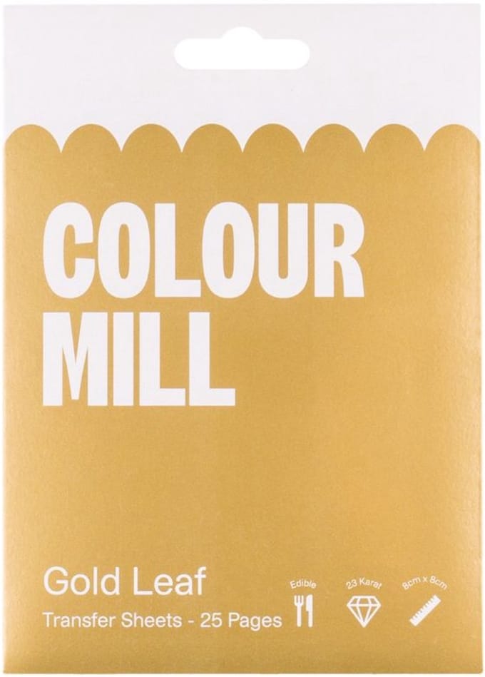 Colour Mill Edible Gold Leaf Transfer 23 Karaat - 8cm - pk/25 - Eetbaar Bladgoud