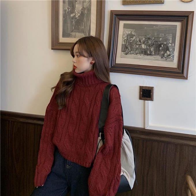 Vestes d'automne et d'hiver Veste décontractée ample de couleur unie Pull mode tricoté pour filles L abricot