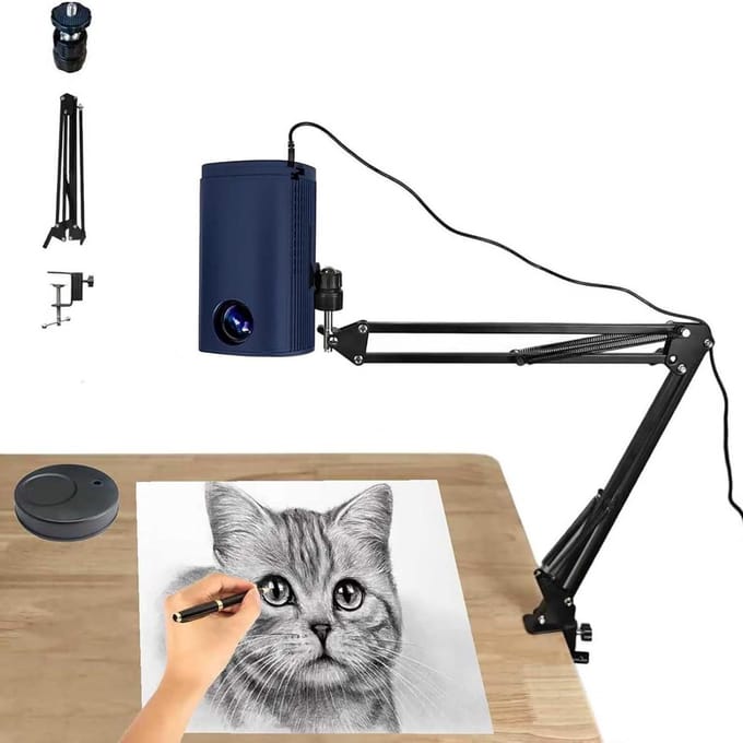Draagbare projector - Tekentool - Kunst projecteren - Automatische keystone correctie - 7-98 inch projectie - Blauw