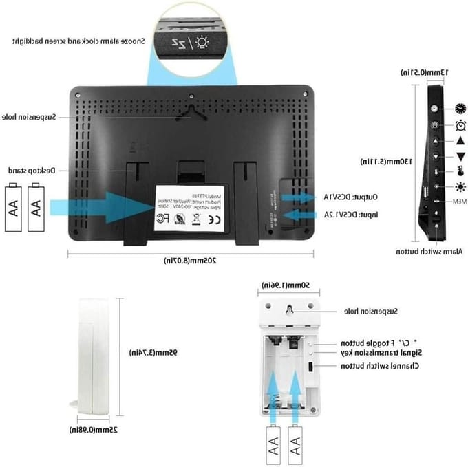 Weerstation met Sensor - Digitale Klok - Weer Voorspellen - Draadloze Buiten Sensor - 60 Meter Bereik - Kleurrijk Display